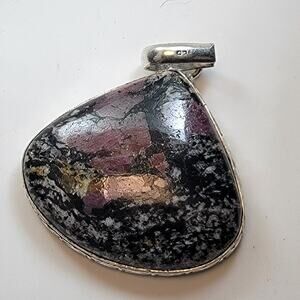 Necklace Pendants Eudialyte with Sterling Silver Asymmetrical Handmade Jewelry